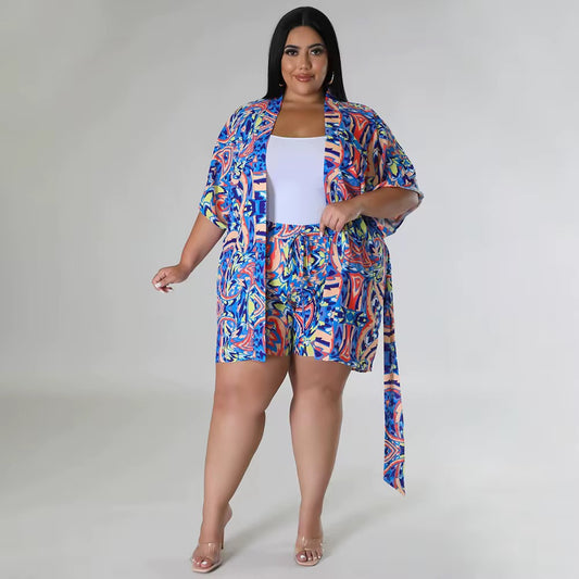 Plus Size Summer Two Piece Short Set