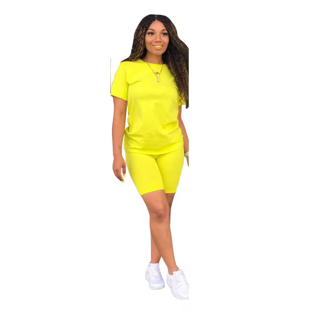 Plus Size Two Piece Biker Short Chill Sets